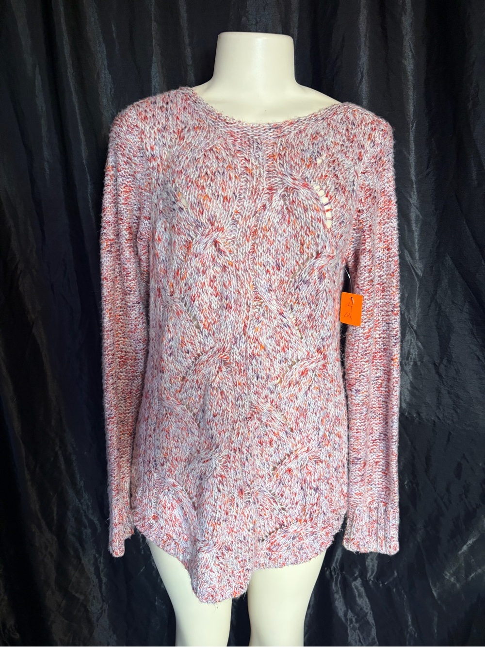 St. John's Bay Pink Marled Cable Knit Sweater